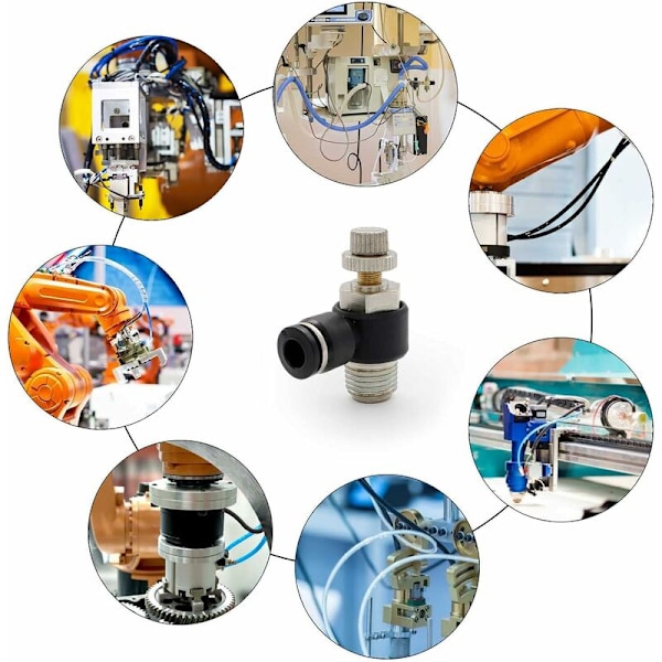2 stk. Pneumatiske Fittings, Luftstrømsregulator, Med Push-in Tilslutning og Ekstern Gevindventil Hurtigkobling, til Pneumatiske Værktøjer 8mm R3/8