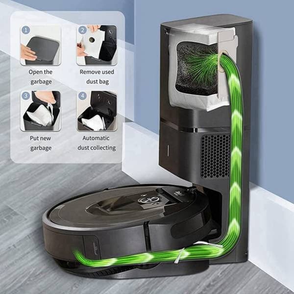 16-pack dammsugarpåsar kompatibla med iRobot Roomba I7 I7+ E5 E6 S9 S9+ automatiska dammsugarpåsar