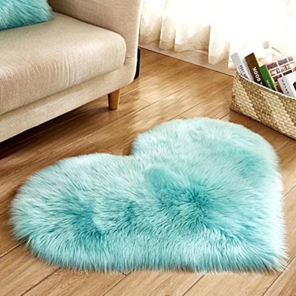 40 x 50 cm / 15.7 x 19.6 tum Liten Hjärtformad Konstgjord Fårullmatta Mjuk Lång Plysch Fluffig Shaggy Matta Sovrum Soffa Dekorativ Golvmatta -