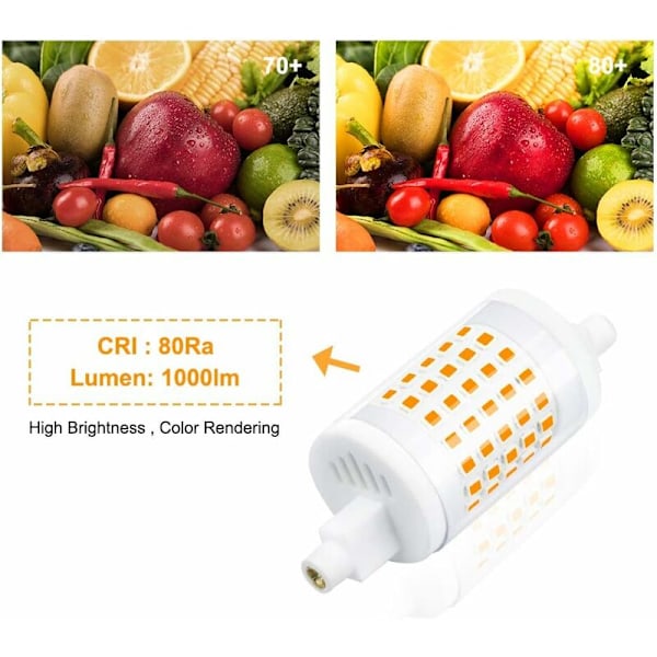 R7s 10W LED Pære (2-pak) Dæmpbar med SMD2835 LED Chip, Keramisk Krop, 220V 1000lm, Varmt & Koldt Hvidt Lys 3000-6000K, - 360° Udskiftning, Ideel til