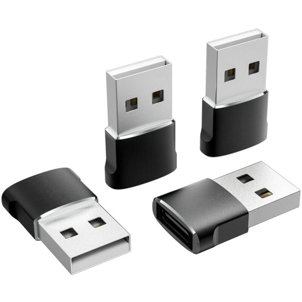 Paket med 4 USB C till USB Hane Adapter, Typ C Laddarkabel Converter för 12 13 Pro Max för , Svart