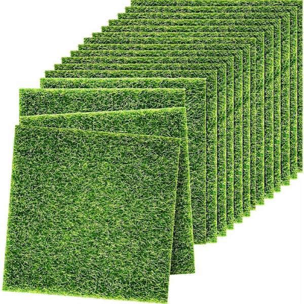 16 stykker kunstig gress miniatyr fe hage plen realistisk DIY simulering ornamental fe hage-Sunny