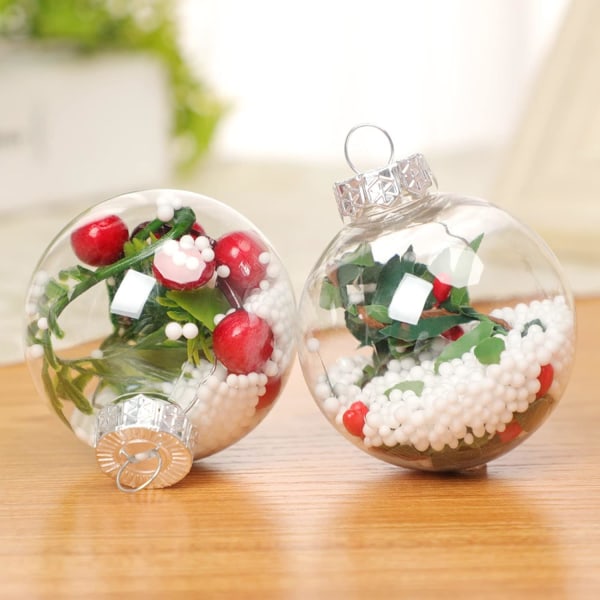 12 stk klare ornamenter bolde, 2,36 tommer DIY-fyldbare julepynt Trækugler til kunsthåndværk, perfekt til dekoration til jul, bryllup, par