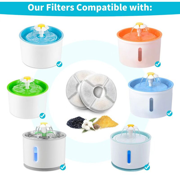 Pcs Cat Water Fountain Filter, Replacement Dog/Cat Water Fountain Filters, Cat Fountain with Resin&Activated Carbon