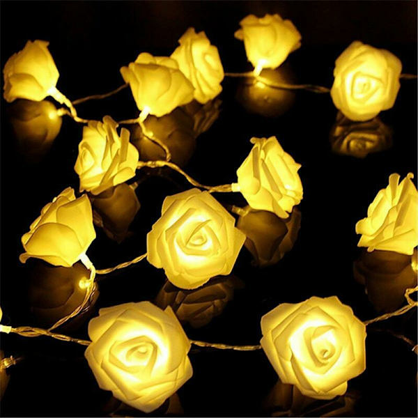 Luminous Rose 3M 20 LED-ljus Batteridriven Blomdekoration Romantisk Atmosfär för Inomhus Hem Trädgård Sovrum Bröllop Fest Alla hjärtans dag
