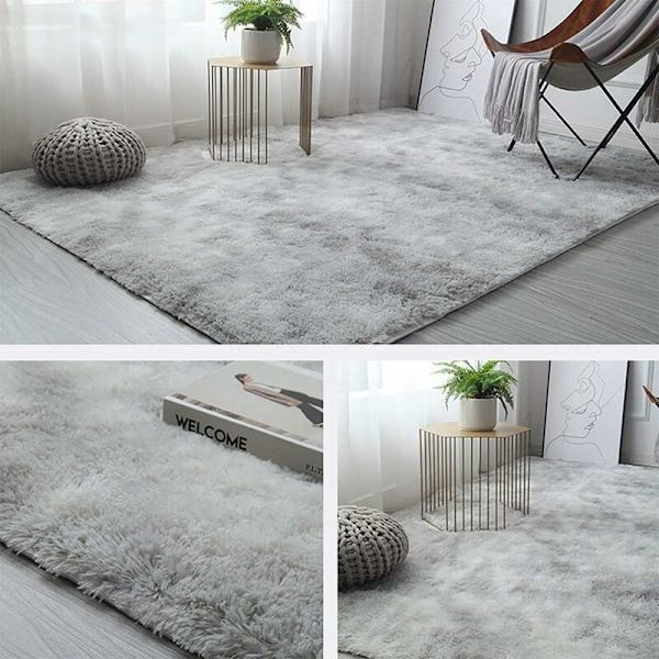 Sovrumsmatta Modern Vardagsrumsmatta Mjuk Fluffig Lång Lugg Matta Extra Mjuk och Bekväm Matta Tjock Fluffig Inomhus Halksäker Matta för Vardagsrum (Grå