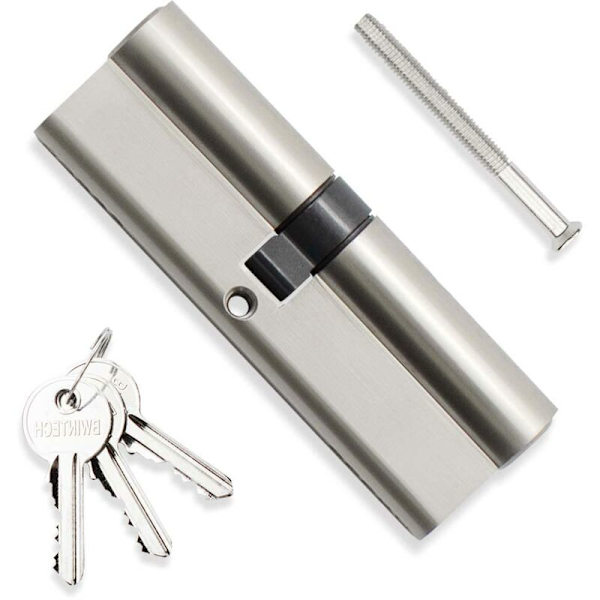 1 Stycke 35/35mm Euro Brass Cylinder, 70mm Nyckel/Nyckel Cylinder med 3 Standard Mässingsnycklar, Anti-Picking, Anti-Bohr, Anti-Snap, Anti-Bumping, Satin Nickel Finish