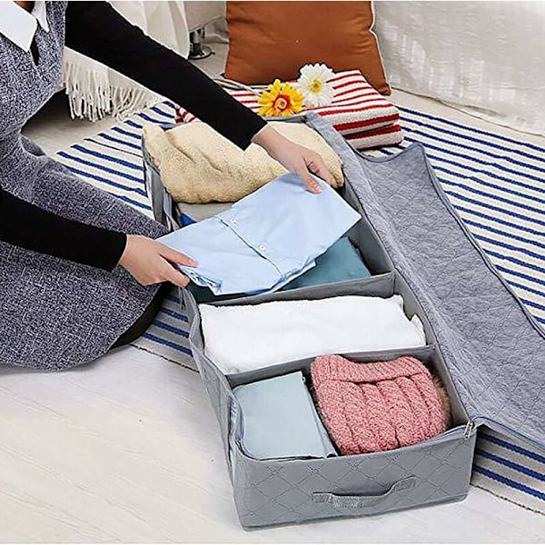 DENUOTOP 2-pack Förvaringsväska Vikbar Under Säng Förvaringslådor, Mycket Hållbar för Sängkläder, Kläder, Filtar, Kuddar, Täcke Säsongsvaror Förvaring-DE