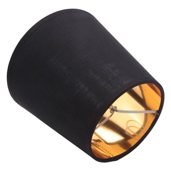 Svart lampskärm med guld innerfoder, klämma på lampskärm, ljus lampskärm, set om 6