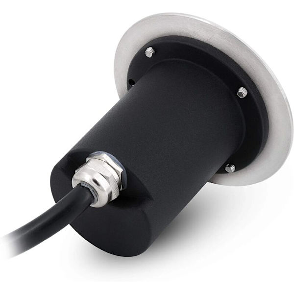 Boru pyöreä upotettu lattiavalaisin GU10:lle - Harjattu ulkonäkö - Esiasennettu IP67-kaapeli, Ø 110 mm x 130 mm (Lamppu ei sisälly)