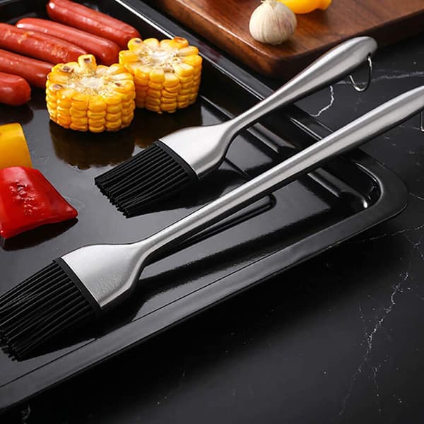 Basting Brush Set, 5-delt Pastry Børster, Rustfrie Stål Håndtak, Utskiftbare Silikonbust, Grill Baking Brush