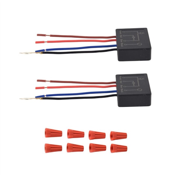 2-pack peksknappsbrytare för lampor, peksknappskontrollmodul för dimbara LED-lampor, glödlampor, lampbrytarersättningskit med kopplingshattar