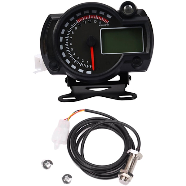 Universal Motorsykkel LCD Digital Kilometerteller Turteller 14000RPM Måler med Brakett