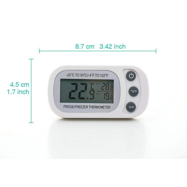 Digitalt Termometer for Kjøleskap og Fryser Romtermometer for Kjøleskap Vanntett Temperaturtermometer for Kjøleskap med Max Reco