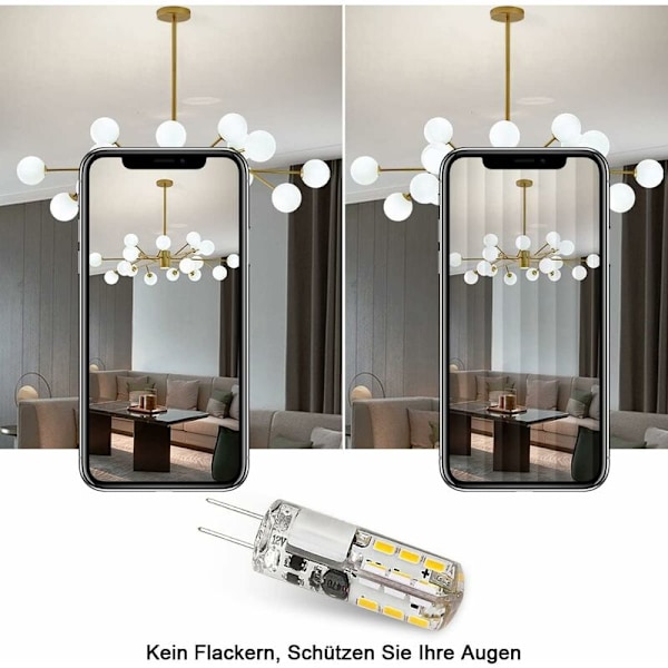 G4 Pære, G4 LED Pære 2W 200LM, 20W Halogen Pære Ekvivalent, Varmt Hvit 3000K, AC/DC 12V, Flimmerfri, Energibesparende Pære for Kjøkkenhette, Ikke-Dimbar