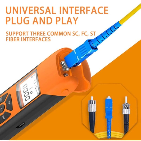 Mini Fiberoptisk Effektmätare -70+10dBm Fiber Ljusmätare för Testning 7 Kalibrerade Våglängder Bärbar Optisk Effektmätare Hög Precision Laddningsbar