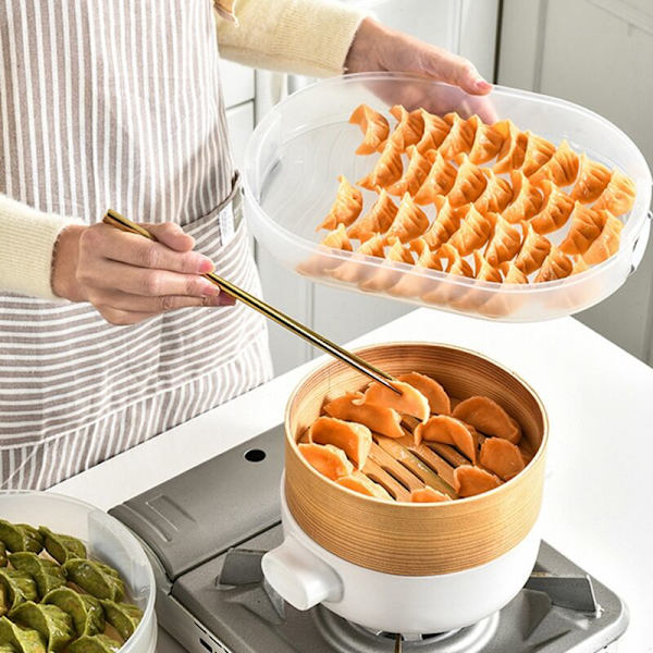Hushållslåda för förvaring av Wonton-dumplings, flerskikts, livsmedelskvalitet, snabb frysning, förvaring i kylskåp