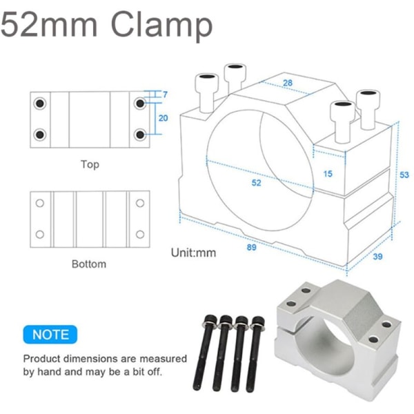 CNC 52MM Spindehållare Klämma Svarv Aluminium Spindehållare för 300W 400W 500W Motor med 4 Skruvar