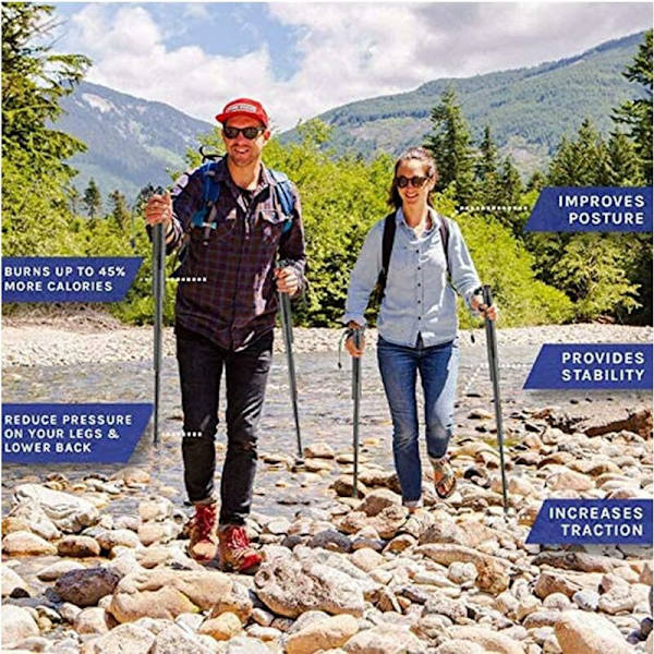 3-osainen Teleskooppinen Vaelluskeppi, Taittuva Kävelykeppi, Vaelluskeppi Kantopussi, Ulkoilun Urheiluun Matkustukseen Vaellukseen -DENUOTOP
