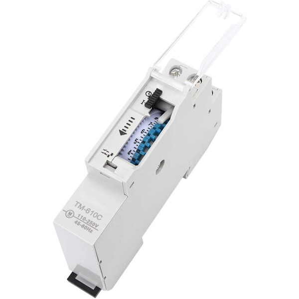 Tidsswitch Mini Power On Hög Precision 1P Rail Intelligent Timing Switch med Manuell Drift för Gatubelysning TM610C 220V IP20