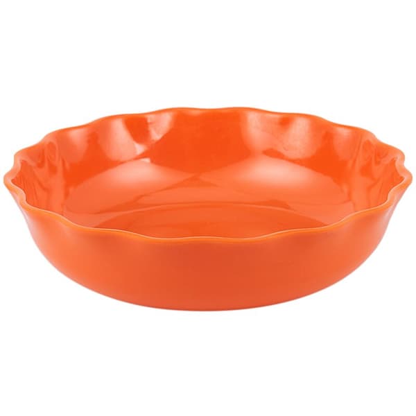 Oranssi aaltoileva reuna pyöreä melamiini hedelmäpäärynä säiliö alusta