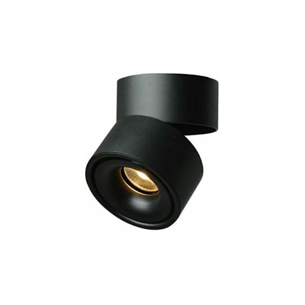 10W Overflademonteret LED Spotlight, 360° Justerbar Loftlampe, Køkken, Stue, Butiksbelysning, Varmt Hvidt (Sort 3000k), BLOW