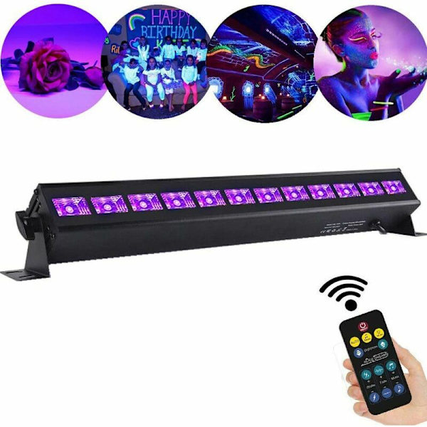 UV-lysstang, 36W UV-projektor, lilla lys, 12 LED'er, sort lyslampe, vægvaskelampe, perfekt scenebelysning til klubfest, diskotek, KTV, Sunny