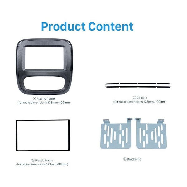 Dobbelt Din Bilradio DVD Panel Ramme Fascia til Opel Vivaro Trafic 2015+ 2Din Instrumentbræt Stereo Audio Dæksel