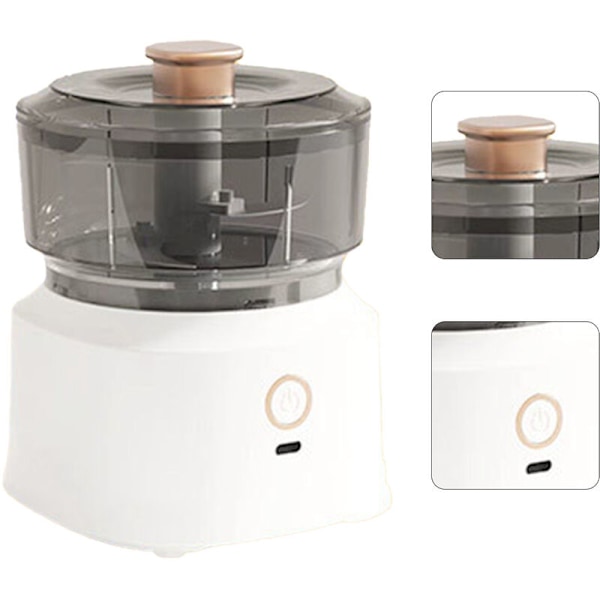Elektrisk Kødhakker, Multifunktionel Blender med Rustfrit Stålblade, Sikker og Effektiv Madblender til Køkken, Hvid