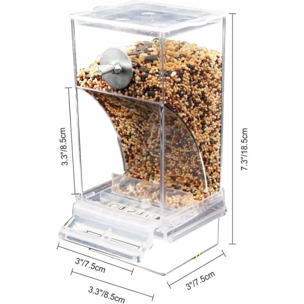 Automatisk fuglefoder - gennemsigtig indendørs udendørs akrylfoder/komodor, frø til fugle, parakitter, kakatier, fugletilbehør