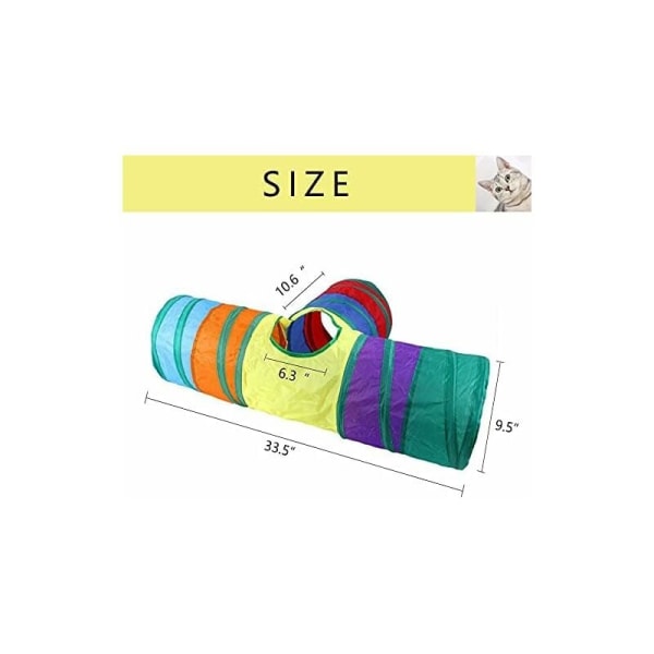 Interaktiv kattetunnel - kæledyrlegetøj - legetunnel til katte, killinger, kaniner, hvalpe - sammenklappelig (T-formet regnbue)