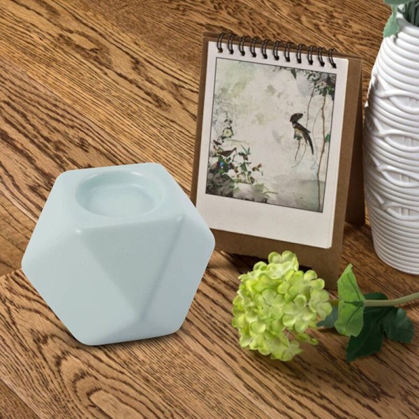 Nordisk stil GEOMETRISK form Keramisk lysestake Innovativ RETRO stil Hjemmekontor dekorasjon Liten lysestake Blå