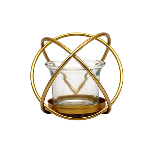 Nordisk geometrisk metalljusstake dekoration gyllene järn doftljusstake skrivbordsdekoration (guld)
