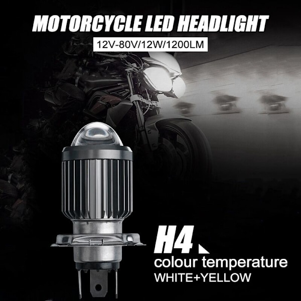 LED H4 Projektor Lille Pære Motorcykel Tilbehør Passer til Integrerede To-farvede Forlygter Modificeret