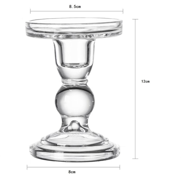 4 STK Lysestager i glas, (8 8,5 14 cm) Lysestage med rund base, stabil holder til konisk stearinlys, Modern Style Borddekoration til Party Hom
