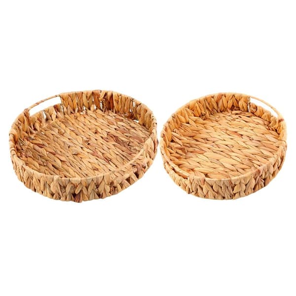 2 st Runda Flätade Ört Hyacintbricka 33cm + 28cm Diameter Fruktskål