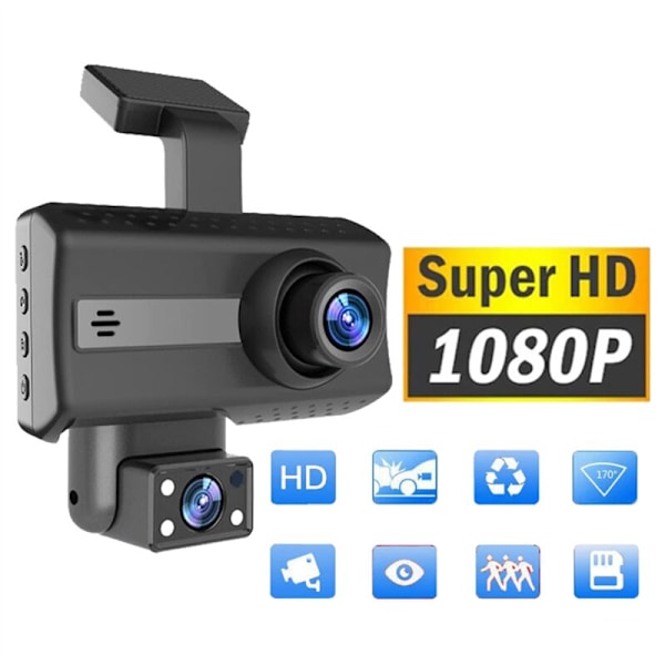 HD 1080P Bilkamera Bil DVR Körinspelare, 3,0 tums IPS-skärm Dash Cam, Parkeringsövervakning, Loop-inspelning