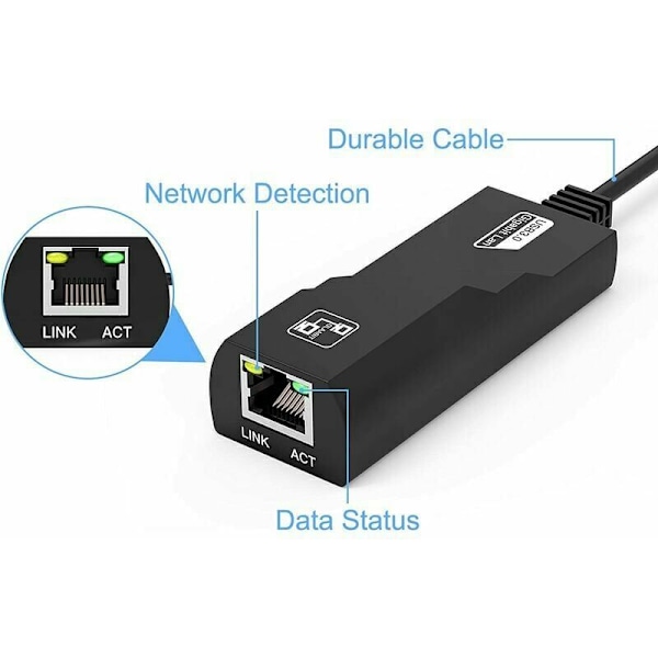 USB Ethernet 3.0 - RJ45-sovitin, mahdollistaa 1000 Mbps LAN-verkkoyhteyden, yhteensopiva Windows 10/8.1/8/7/Vista/XP, Mac OS 10.6 ja uudempi, Lin