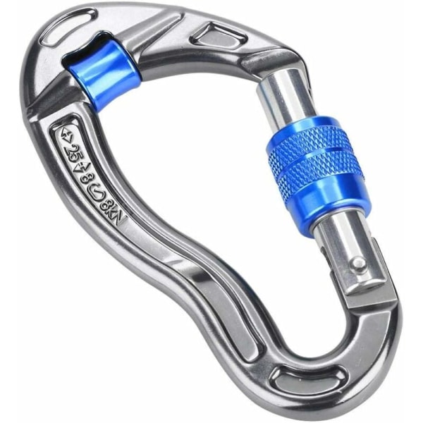 Locking Carabiner Screw Lock Carabiner Hook 25kn Twist Lock and Heavy Duty for Climbing Rappelling Mountaineering Blue