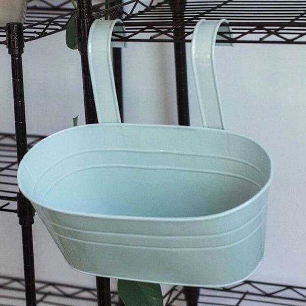 4 stk fargerike hengende blomsterpotter i metalljern balkonghage planteplanter med avtakbar krok for hjemmedekor