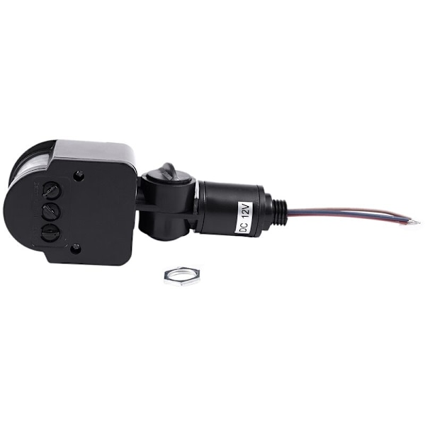 12V DC PIR Auto Infraröd Rörelsesensor Switch Utomhus för LED-Ljus, Svart