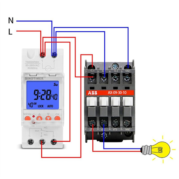 TM928RBKL Stor Skärm Display Instrument Timer Utbytbart Batteri Bakgrundsbelysning 85-265V 30A