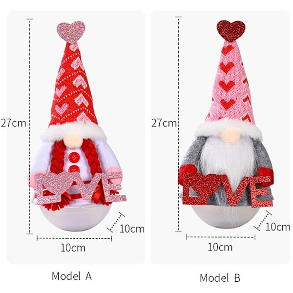 2 Tomte-tonttukoristetta ystävänpäiväksi Ruotsalaiset pehmolelut Lomapatsaat Koristeet