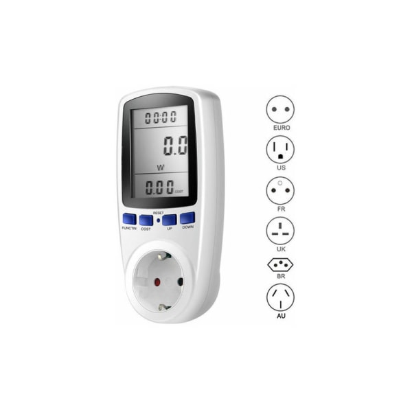 Digital LCD Energimåler Wattmeter Overvågningsenhed Strøm Elektricitet Kwh Strømmåling Output Analysator Fr