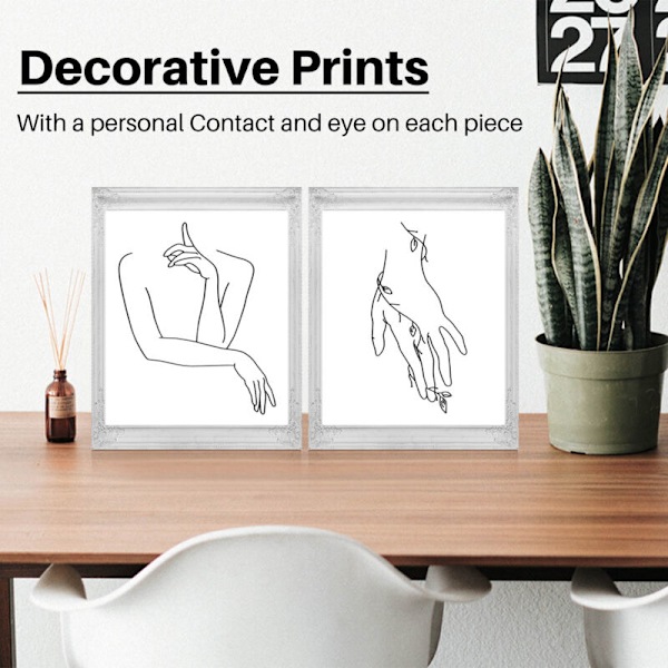 Minimalistisk linjedekoration konsttryck Set om 4 svart/vit estetisk teckning Poster 8 tum X 10 utan ram