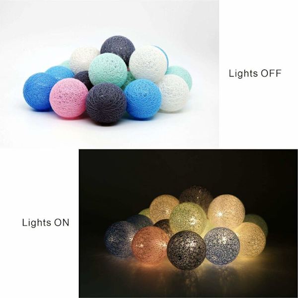 Hvit LED Lysende Krans Juler - Stjernelys Krans - For Bryllup, Fest, Juler Dekorasjon - 3.1 m - 20 Bomullsballer (Tiffany, Batterier