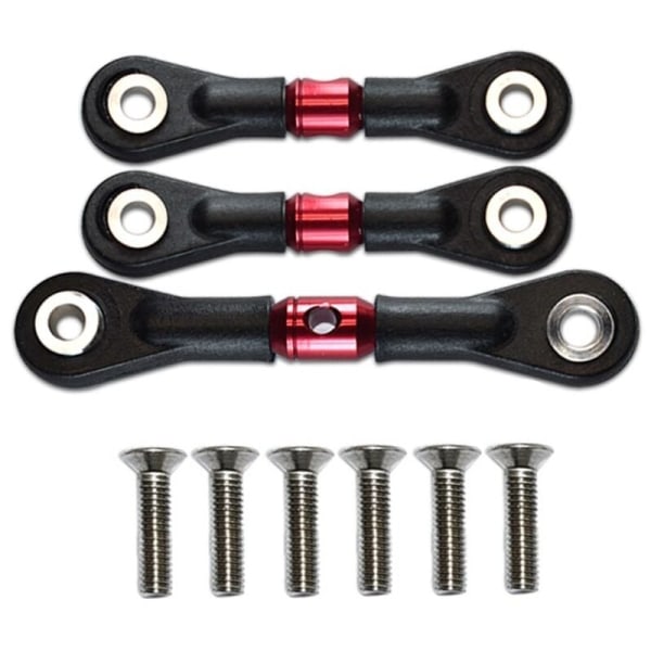 3 st set styrstag servo stång för TT-02 TT-02T TT02 TT02T 1/10 fjärrkontroll bil uppgradering delar tillbehör, röd