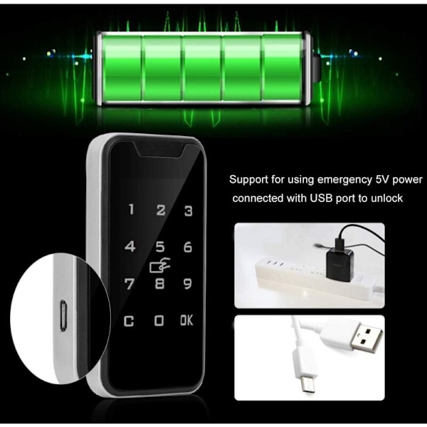 Kode Lås, Smart Digital RFID Adgangskode Lås Touch Keypad Zink Legering Nøgleløs Lås til Skab Elektronisk Sikkerhedslås, Skuffe, Skab, F