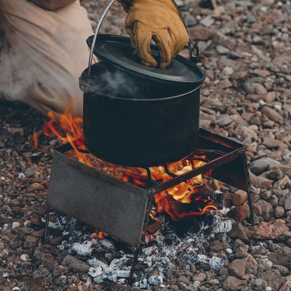 Camping Pot BBQ Grill Rack Holder Utendørs Foldbar Komfyr Stativ Rack Vindtett Camping Fotturer Reise Tilbehør