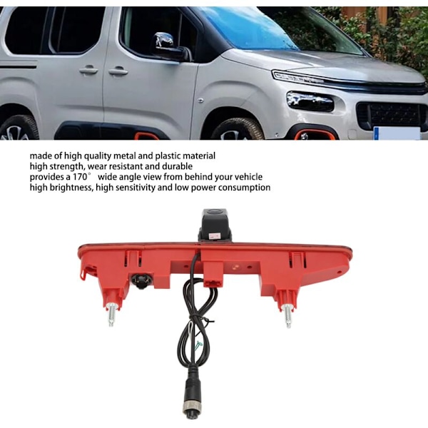 Backkamera med bromsljus 170° vidvinkel Premium Backkamera med bromsljus Ersättning för Citroën Berlingo 2008-2016